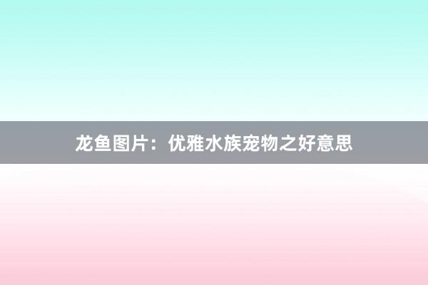 龙鱼图片：优雅水族宠物之好意思